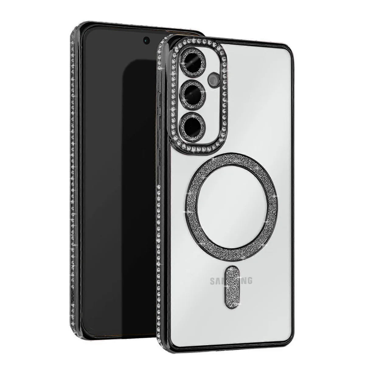 Galaxy S25 Joke Simli Magneticsafe Kılıf - Siyah Kamera Kapağı