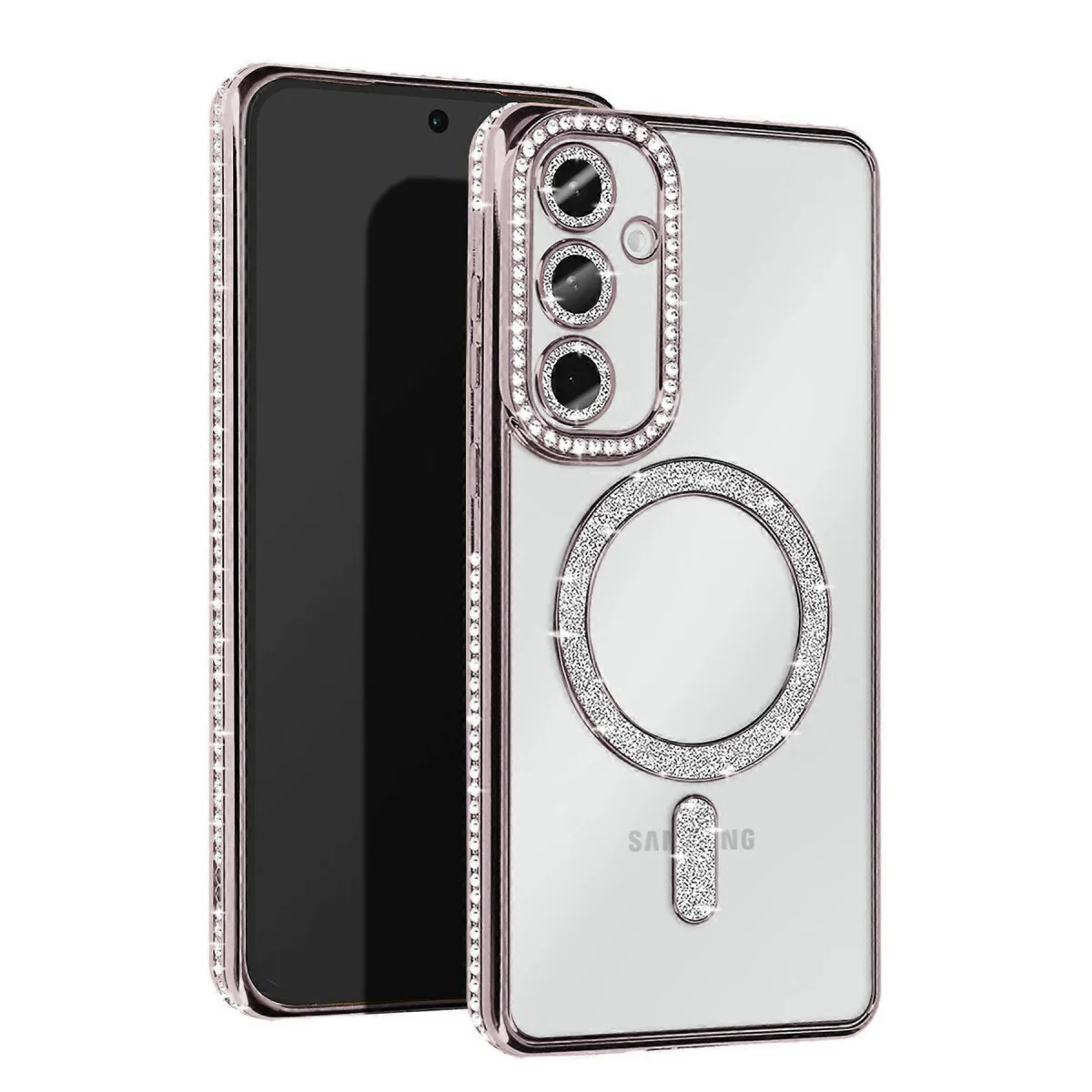 Galaxy S25 Kılıf Joke Simli Magneticsafe - Gümüş