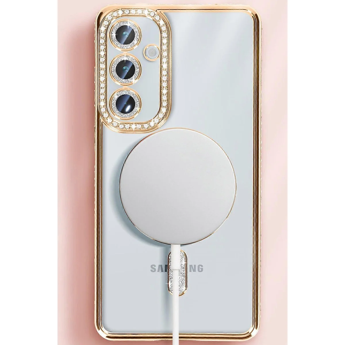 Galaxy S25 Kılıf Joke Simli Magneticsafe - Gümüş