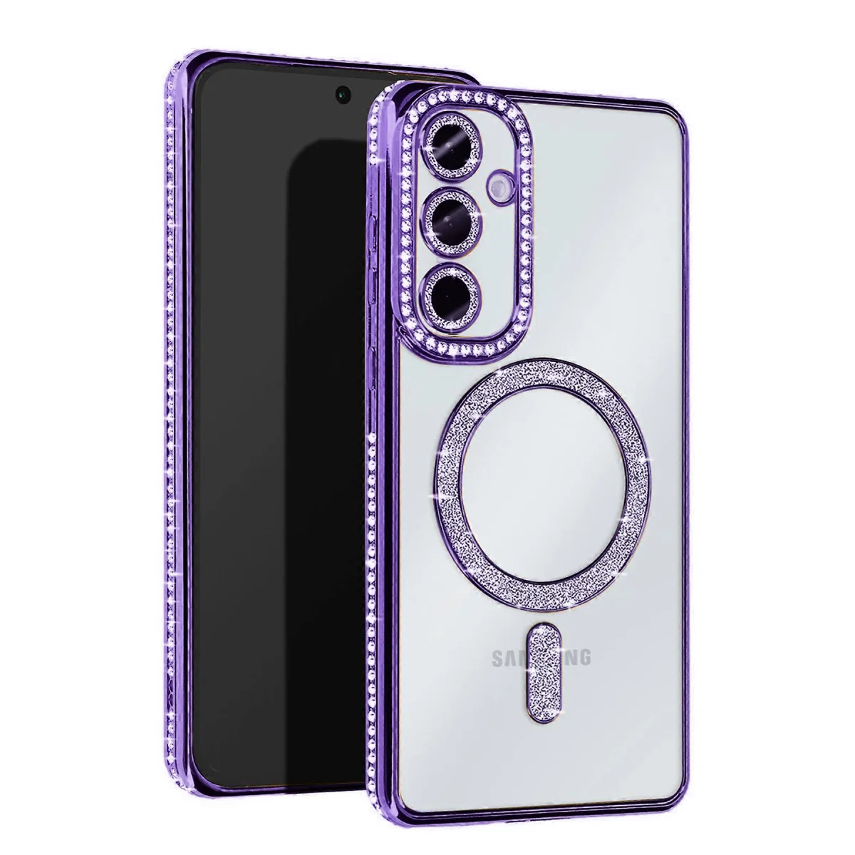 Galaxy S25 Kılıf Joke Simli Magneticsafe Derin Mor - Premium Koruma ve Estetik