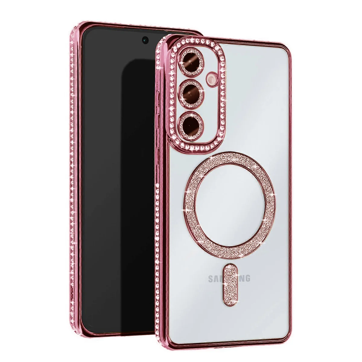 Galaxy S25 Pembe Kılıf - Joke Simli Magneticsafe ve Parlak Tasarım