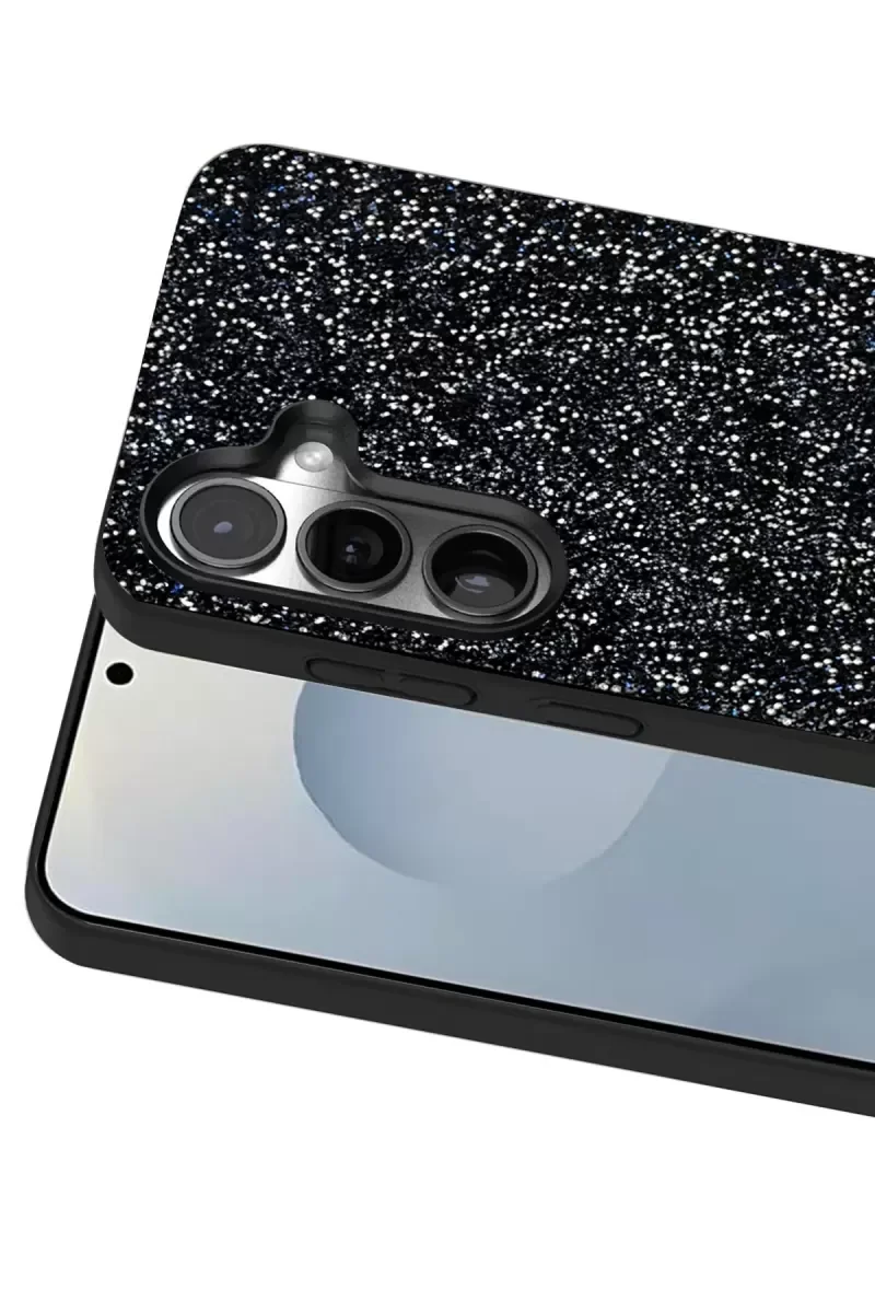 Galaxy S25 Plus ile Uyumlu Bright Simli Kapak - Siyah | Boncuk İşlemeli Şık Telefon Kılıfı