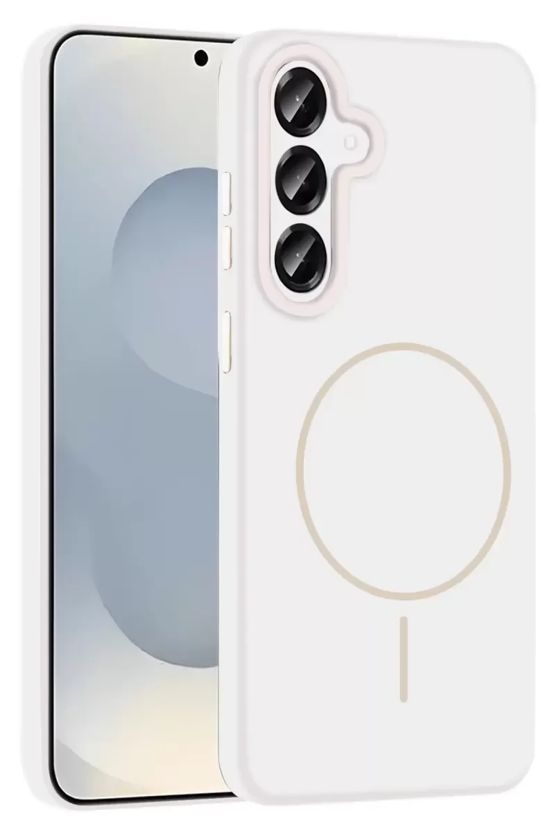 Galaxy S25 Plus ile Uyumlu MagSafe Şarj Destekli Kılıf - Beyaz