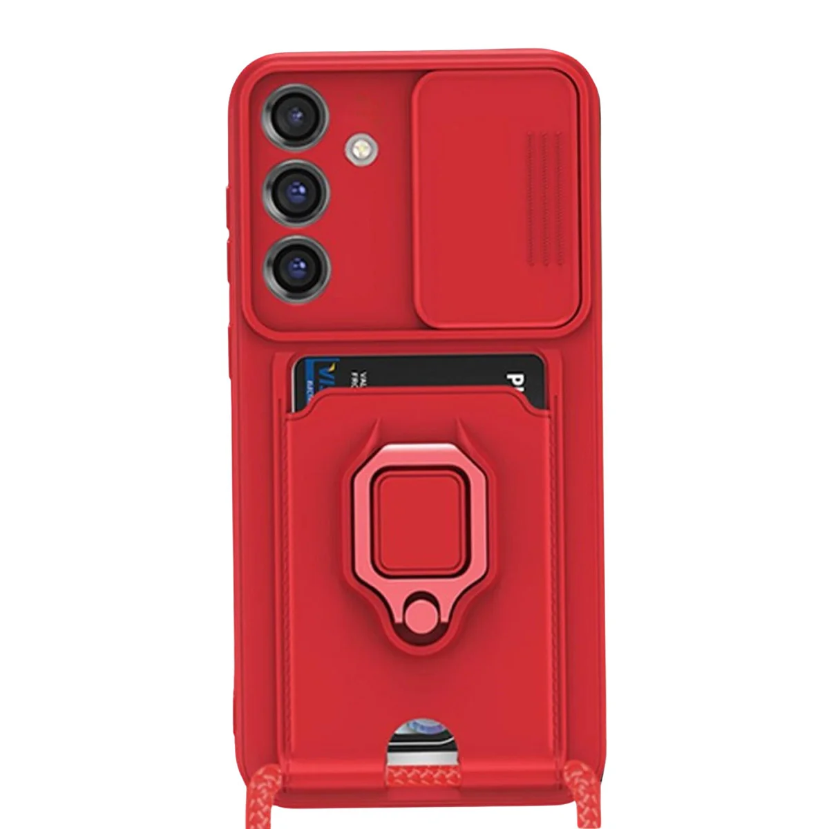 Galaxy S25 Plus Kılıf - Zuma Kart Bölmeli, Kamera Korumalı ve Metal Yüzük Destekli Silikon