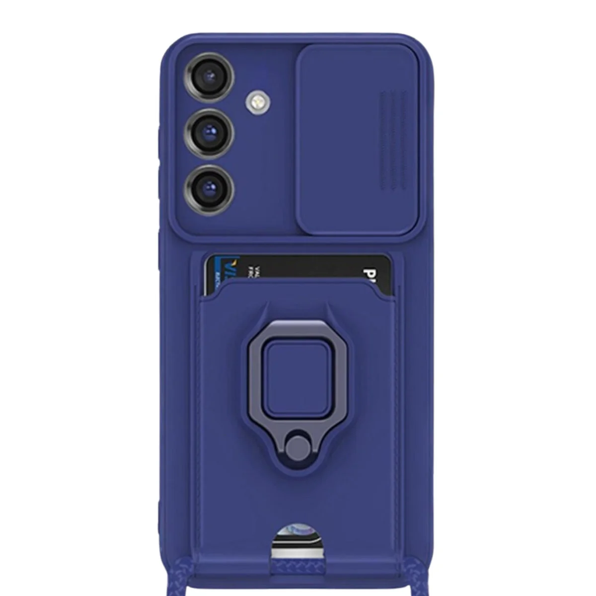 Galaxy S25 Plus Zuma Kartvizitli Yüzüklü Silikon Kılıf - Lacivert Kamera Korumalı