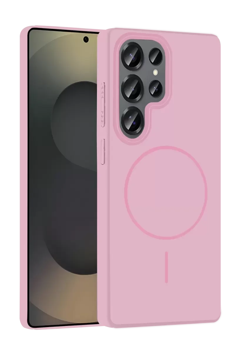 Galaxy S25 Ultra ile Uyumlu Broş Magsafe Kapak - Pembe Şık ve Dayanıklı Kılıf
