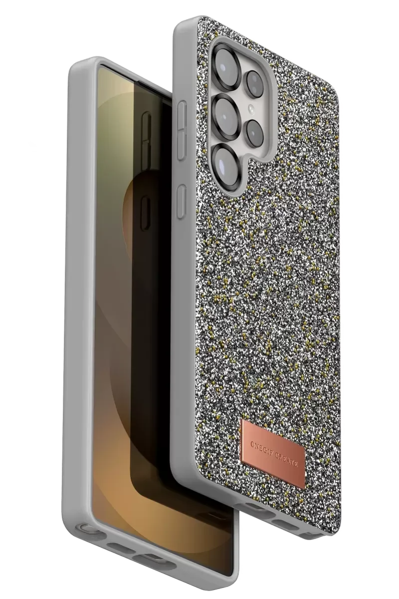 Galaxy S25 Ultra ile Uyumlu Bright Simli Kapak - Gümüş Boncuk İşlemeli