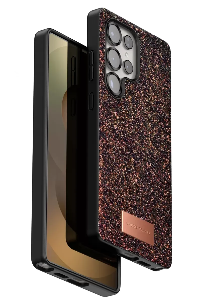 Galaxy S25 Ultra ile Uyumlu Bright Simli Kapak - Boncuk İşlemeli Derin Mor Telefon Kılıfı