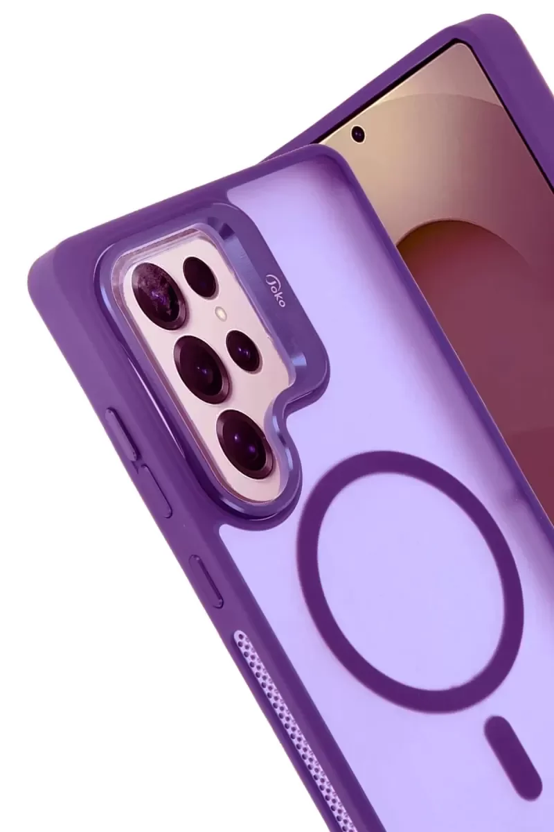Galaxy S25 Ultra ile Uyumlu Flet Lens Magsafe Kapak - Derin Mor, Lens Korumalı Şık Kılıf