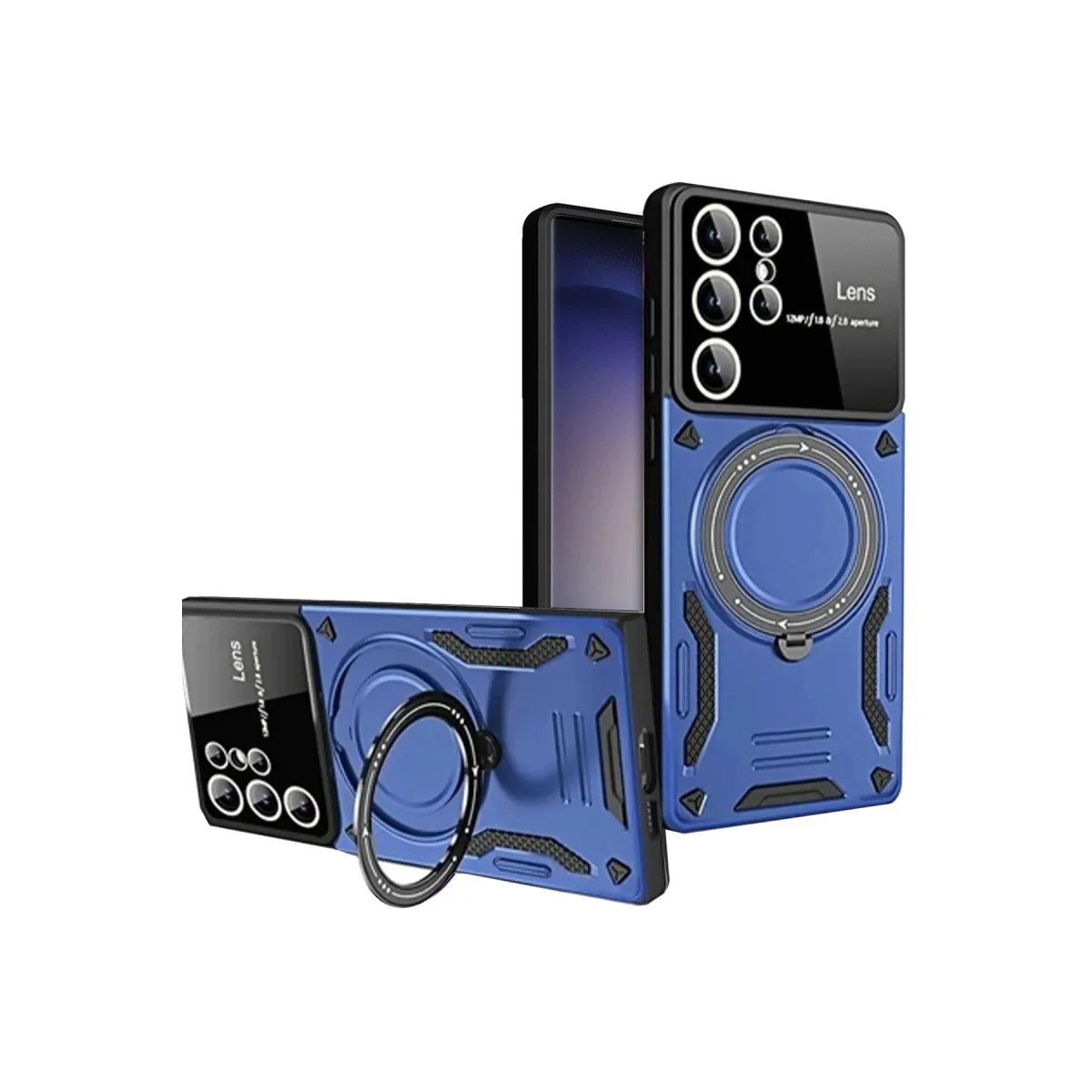 Galaxy S25 Ultra Joy Lens Standlı Kılıf - 360° Döner Parmak Halkası ve 180° Katlanabilir Stand