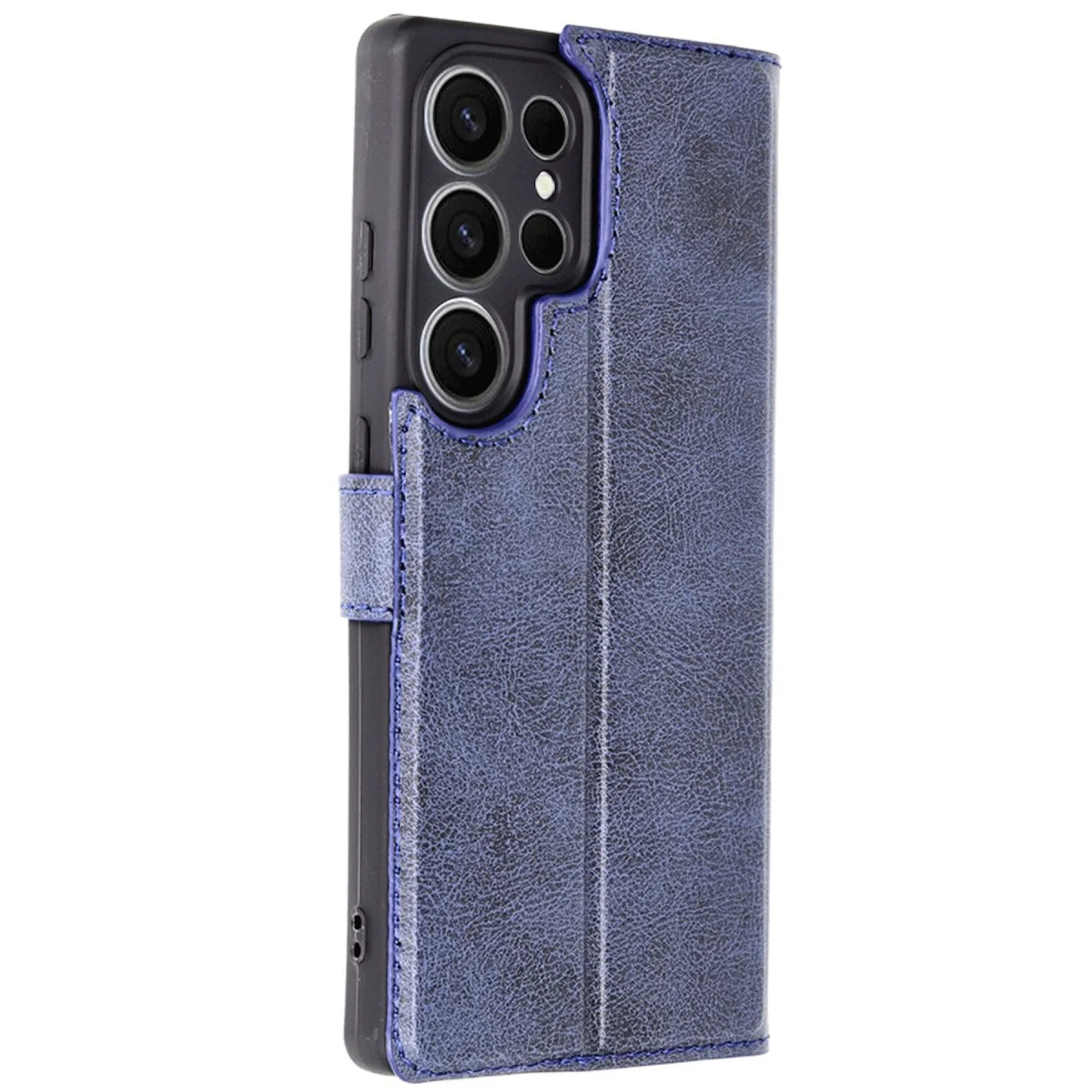 Galaxy S25 Ultra Kılıf - Trend S Plus Kapaklı, Katlanabilir Standlı ve TPU Koruma Kılıfı (Lacivert)