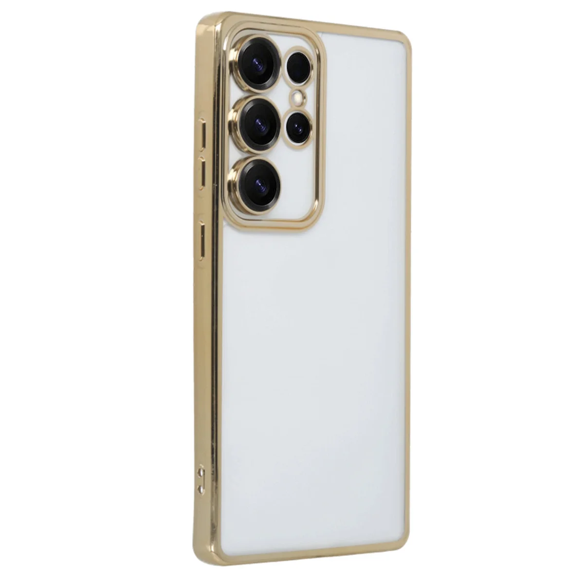 Galaxy S25 Ultra Razer Lensli Silikon Kılıf - Gold, 4 Köşe Hava Yastığı ve Estetik Tasarım