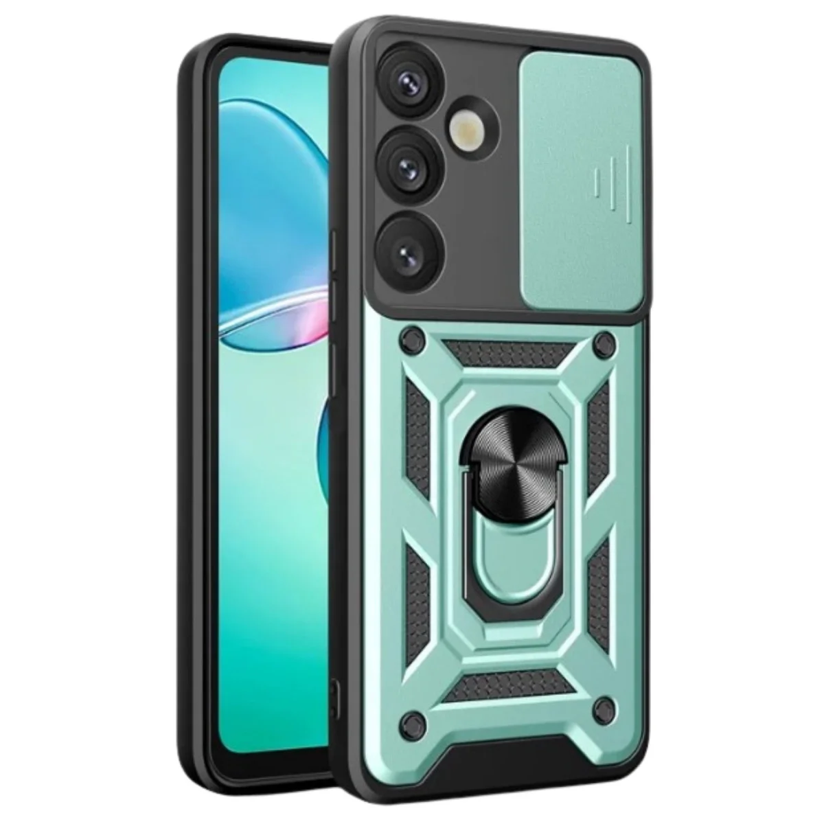 Galaxy S25 Yeşil Pars Lens Kılıf - Silikon Kılıf ve Kamera Korumalı