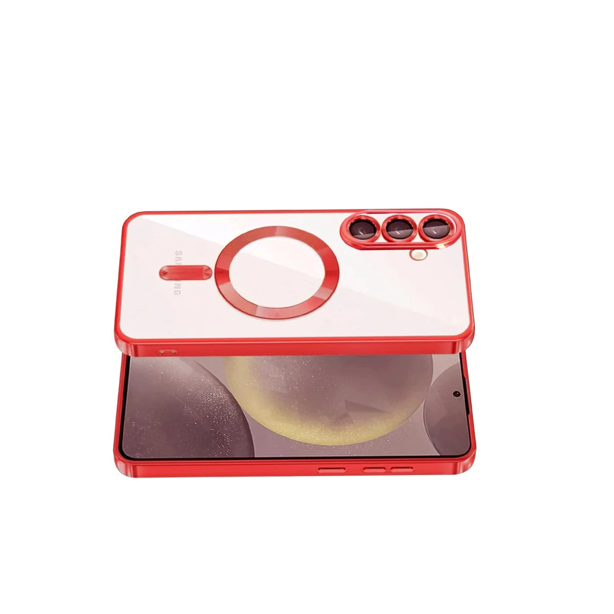 Galaxy S26 Kross Magneticsafe Kırmızı Şeffaf Kapak - MagSafe Uyumlu Kılıf