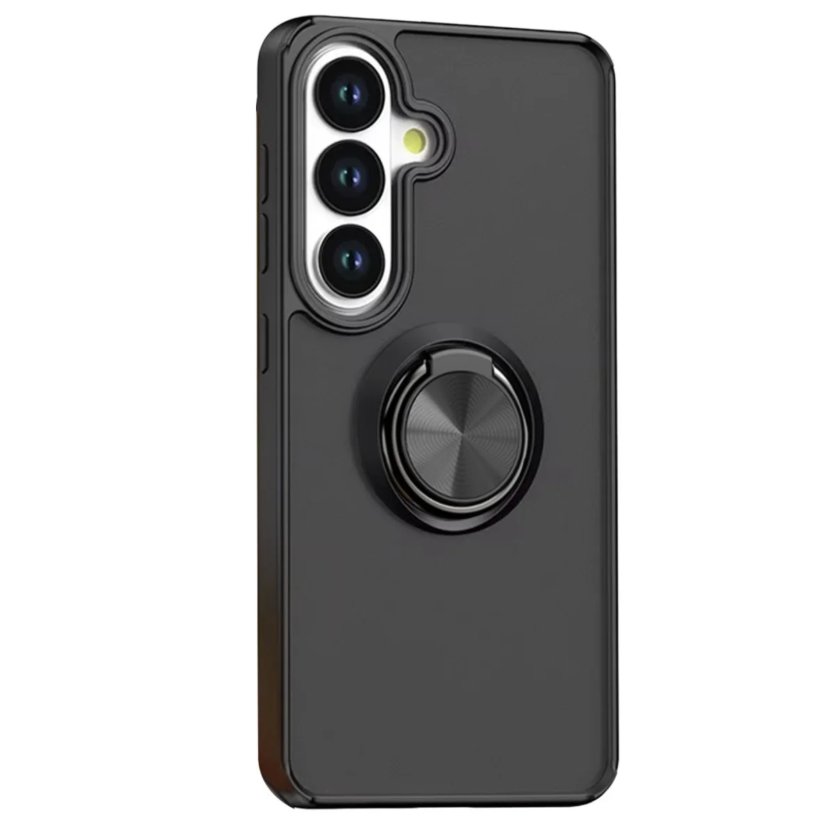 Galaxy S26 Montreal Yüzüklü Silikon Kapak - Siyah, Tüm Yönleri Korumalı ve Metal Ringli Kılıf