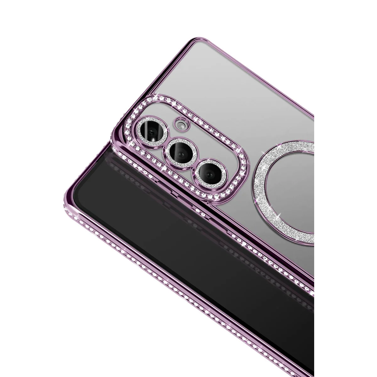 Galaxy S26 Plus Derin Mor Joke Simli Magneticsafe Kılıf - Parlak Elmas Tasarım ve Tam Koruma