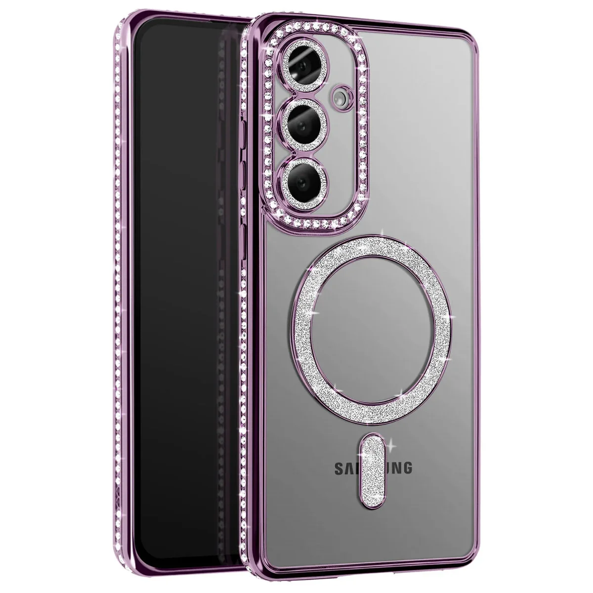 Galaxy S26 Plus Derin Mor Joke Simli Magneticsafe Kılıf - Parlak Elmas Tasarım ve Tam Koruma