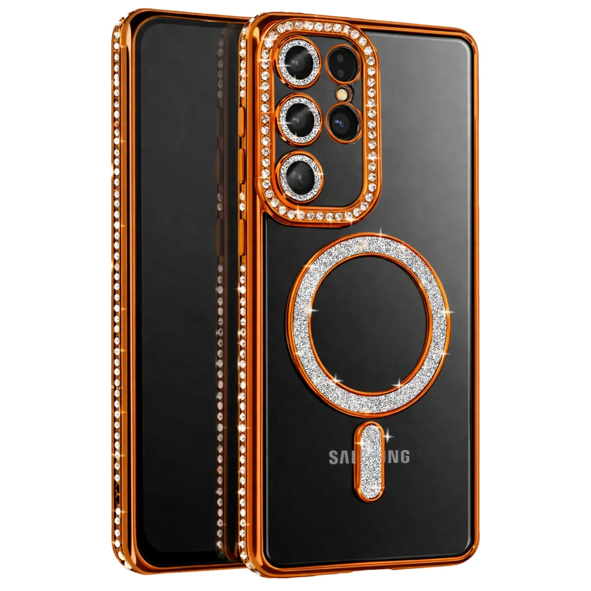 Galaxy S26 Ultra Joke Simli Magneticsafe Kılıf - Turuncu ve Parlayan Tasarım