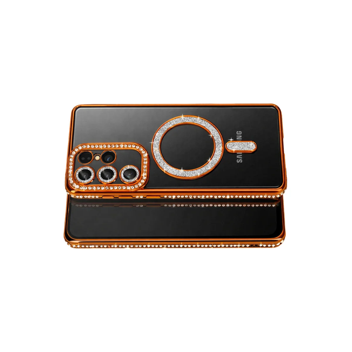 Galaxy S26 Ultra Joke Simli Magneticsafe Kılıf - Turuncu ve Parlayan Tasarım