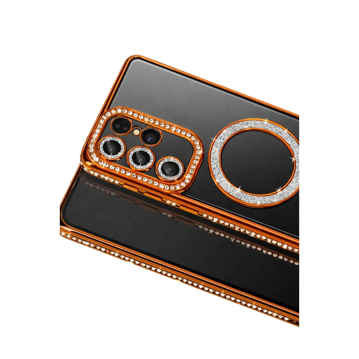 Galaxy S26 Ultra Joke Simli Magneticsafe Kılıf - Turuncu ve Parlayan Tasarım