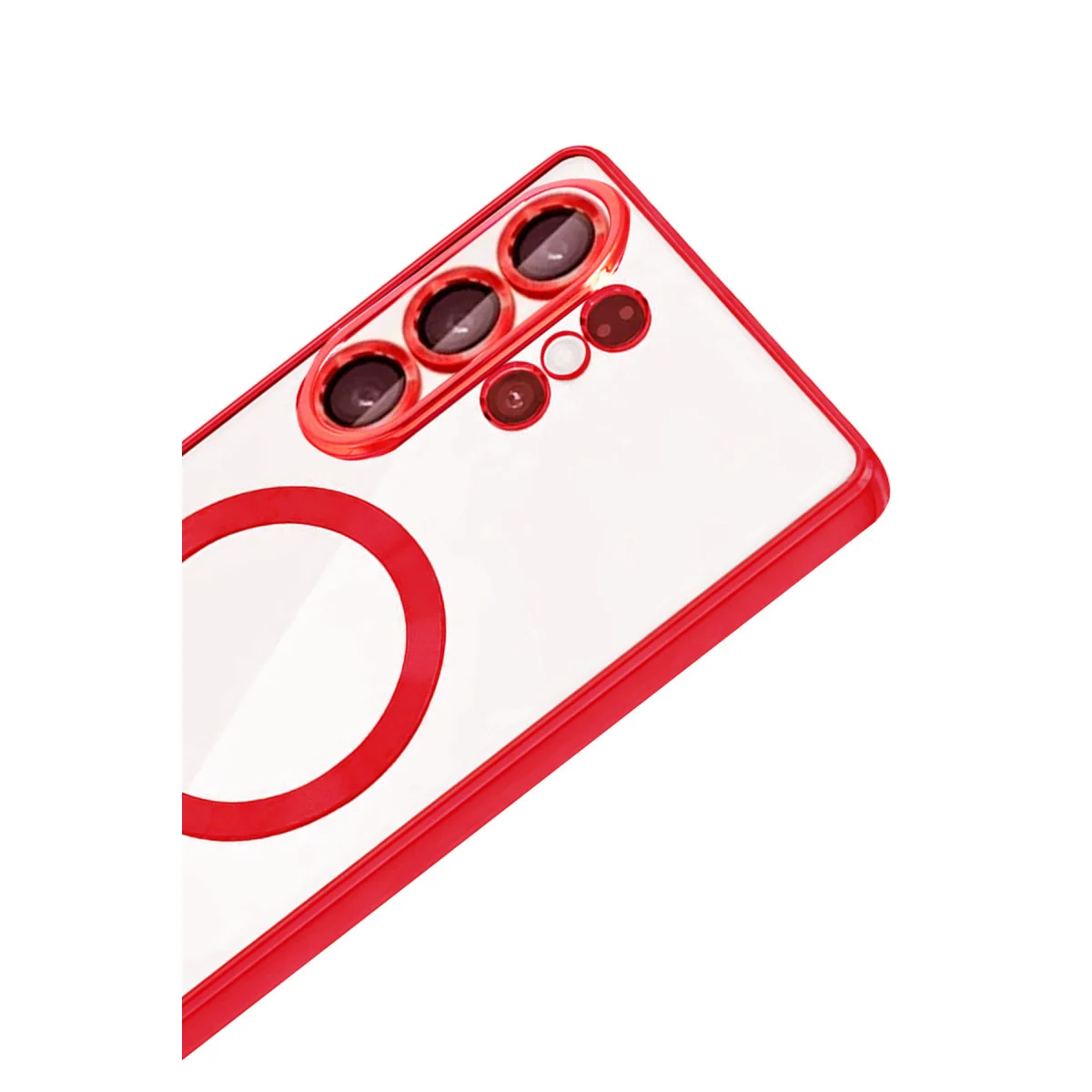 Galaxy S26 Ultra Kross Magneticsafe Kırmızı Şeffaf Kapak - MagSafe Uyumlu ve 360° Koruma