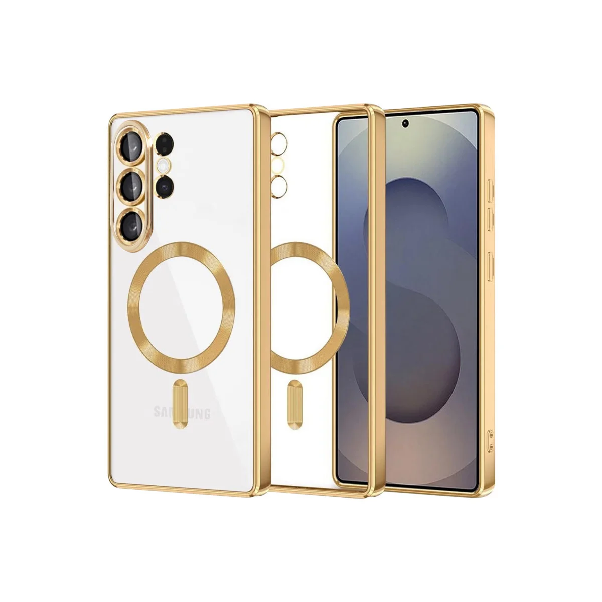 Galaxy S26 Ultra Kross Magneticsafe Kılıf - Gold Şeffaf Manyetik Yüksek Koruma