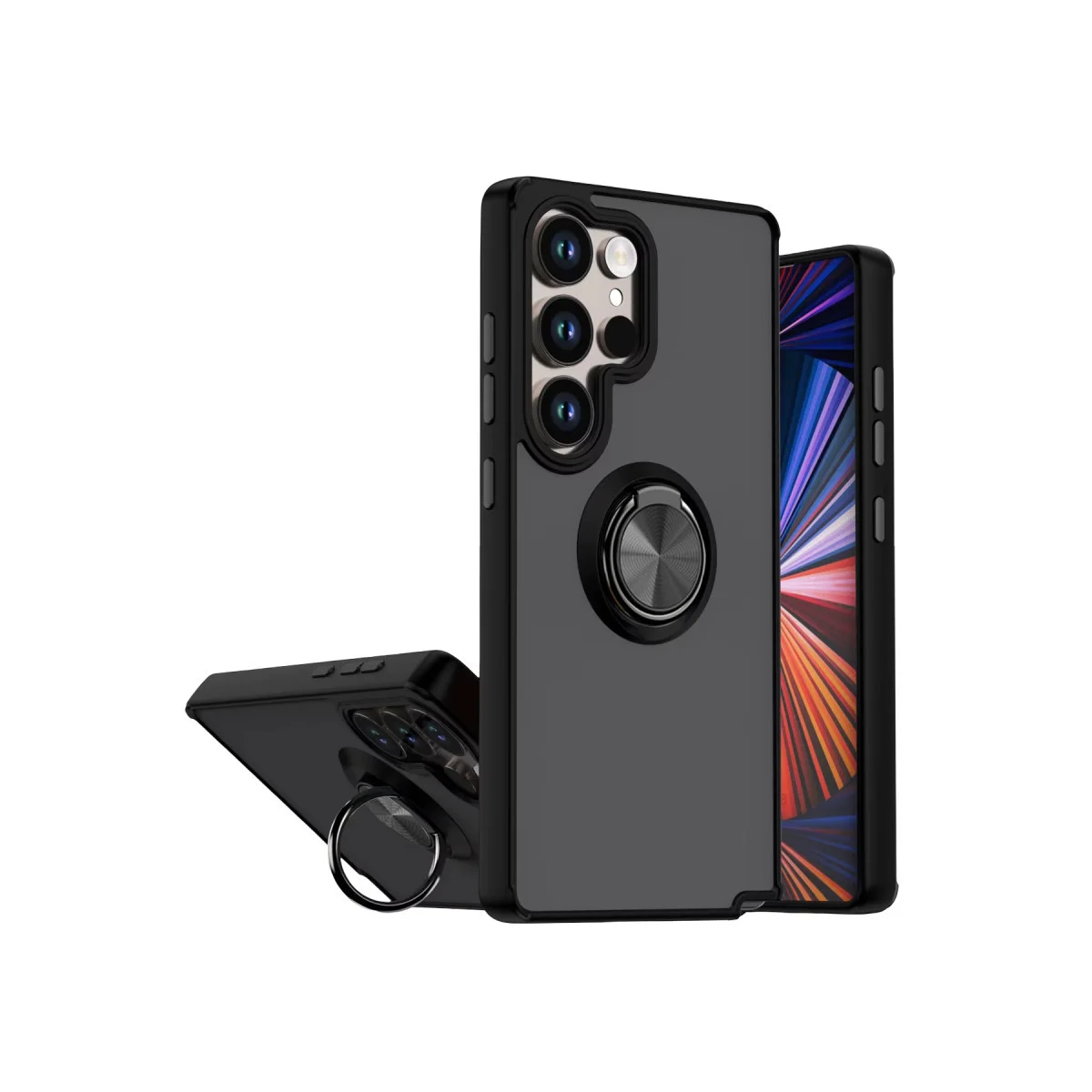 Galaxy S26 Ultra Montreal Yüzüklü Silikon Kapak - Siyah, Mat ve Korumalı