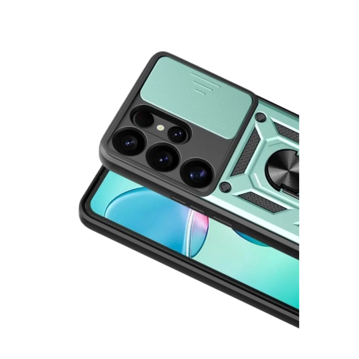 Galaxy S26 Ultra Pars Lens Yüzüklü Silikon Kılıf - Yeşil