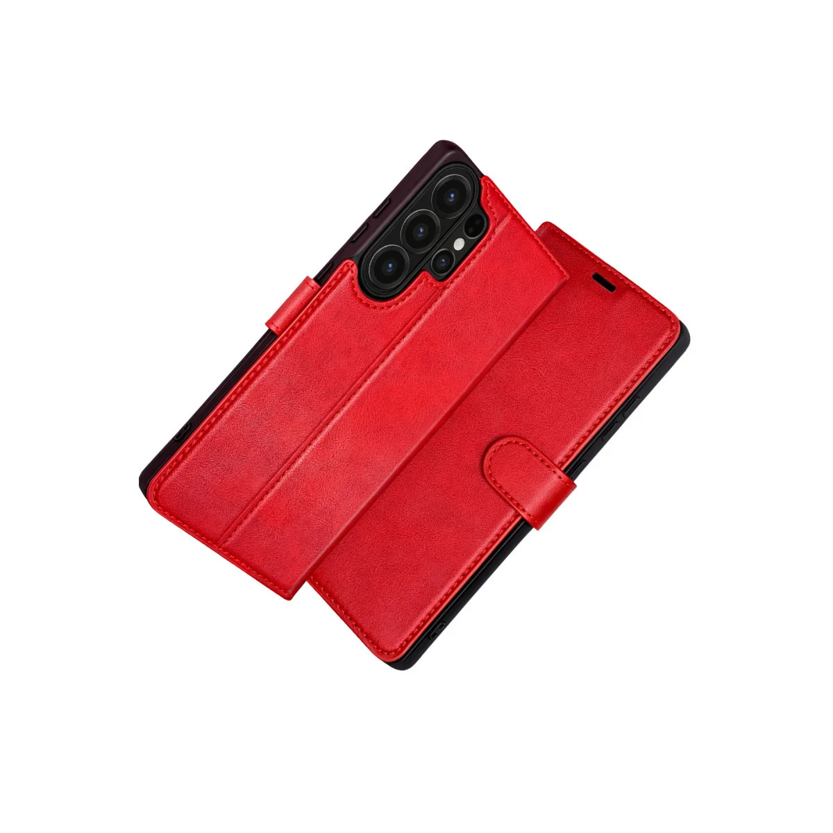 Galaxy S26 Ultra Trend S Plus Kılıf - Kırmızı Çift Katlı Korumalı Kılıf ve Stand