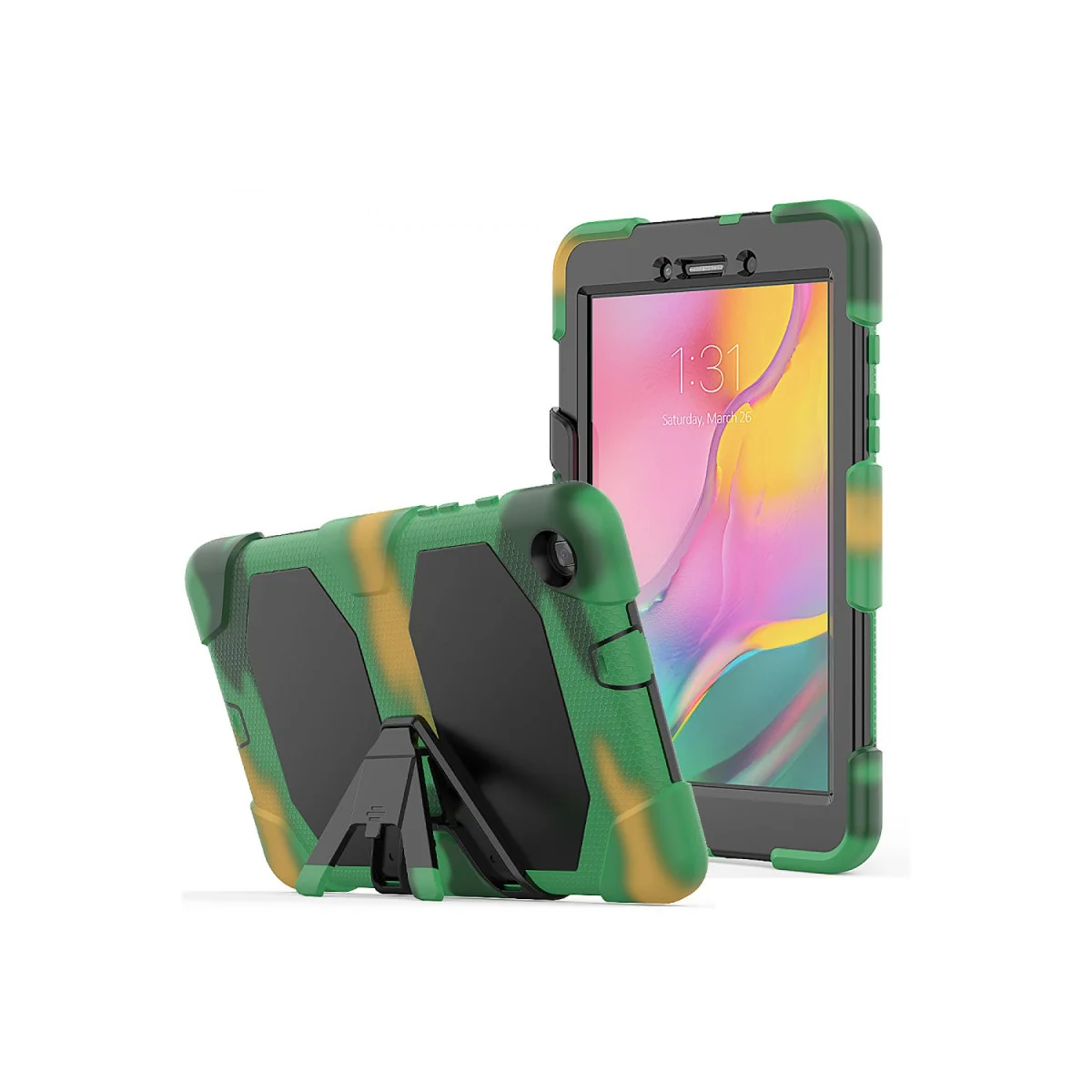 Galaxy T290 Tab A 8 Griffin Tablet Kılıfı - Kamuflaj 360° Standlı Darbe Korumalı
