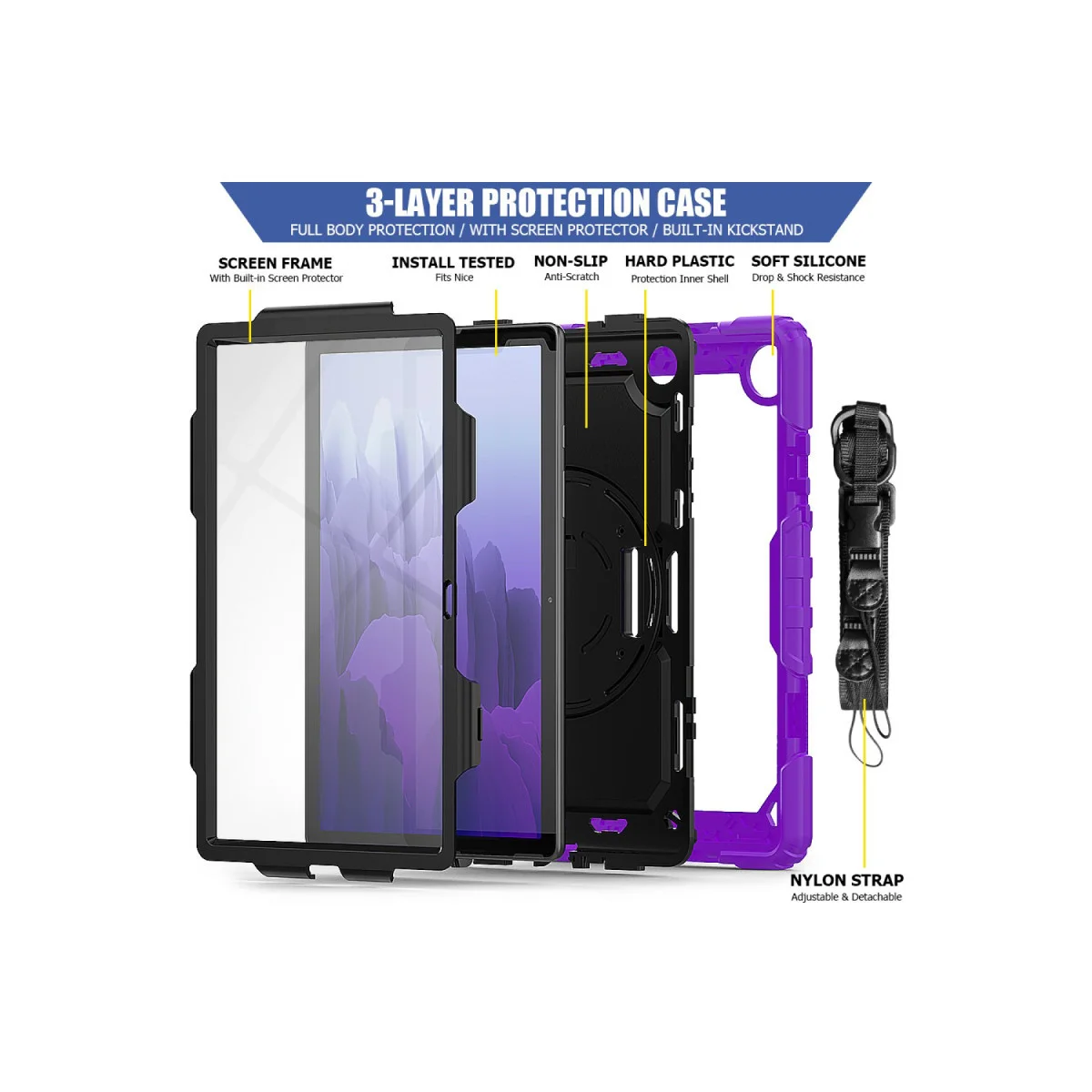 Galaxy T500 Tab A7 10.4 Kılıf Pars Tablet Kapak - Mor
