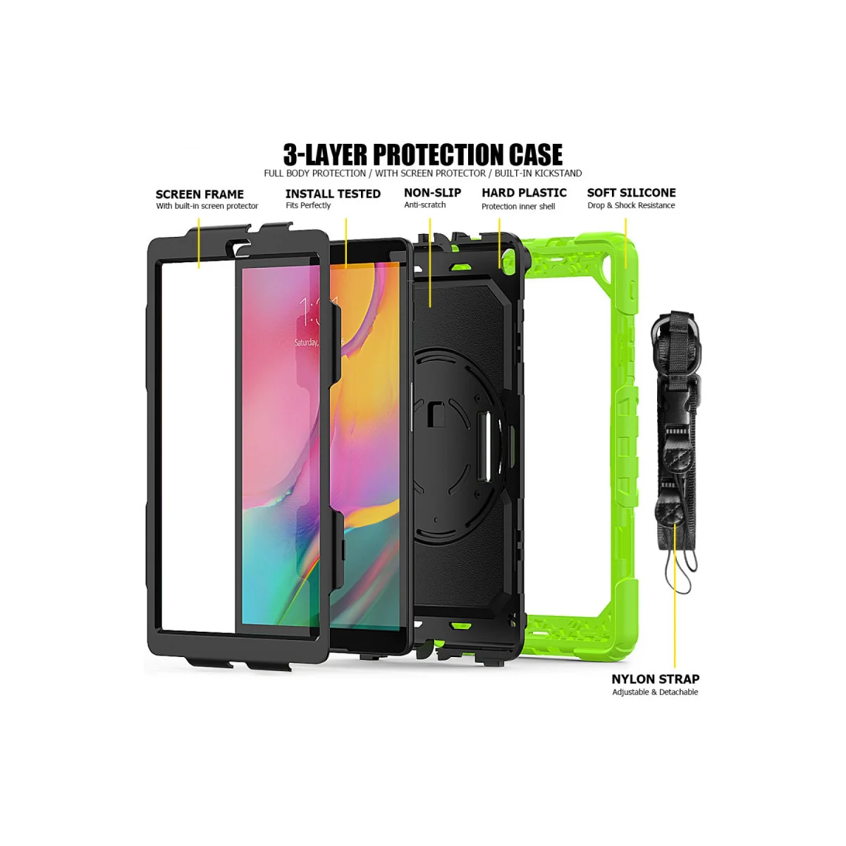 Galaxy T510 Tab A 10.1 Kılıf Yeşil - 360 Derece Dönebilen Pars Tablet Koruyucu Fiyatı, Yorumları ve Özellikleri