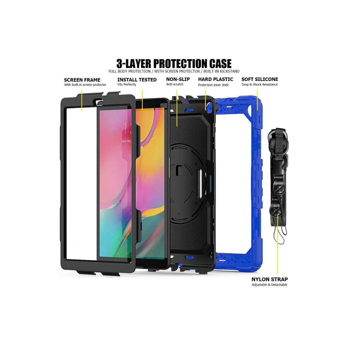 Galaxy T510 Tab A 10.1 Kılıf Pars Tablet Kapak - Mavi