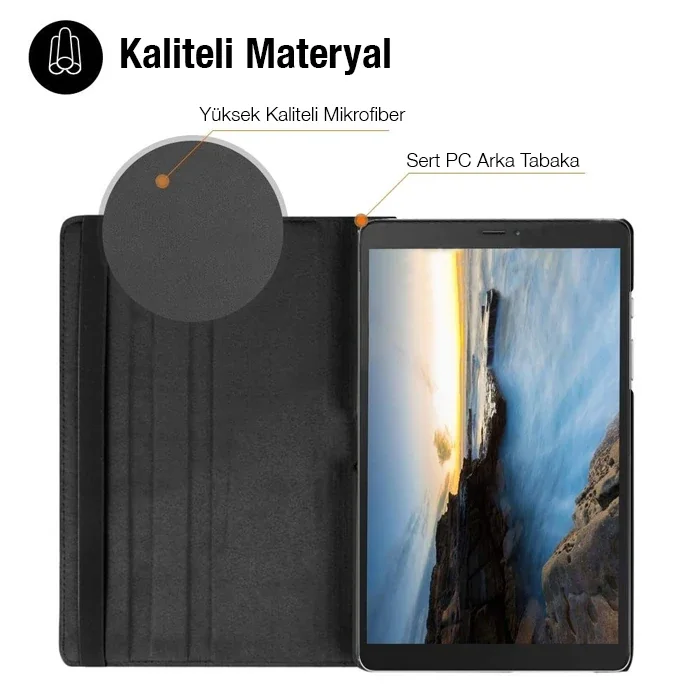 Galaxy Tab A 10.0 P580-P585 360° Döner Standlı Deri Kılıf - Mavi