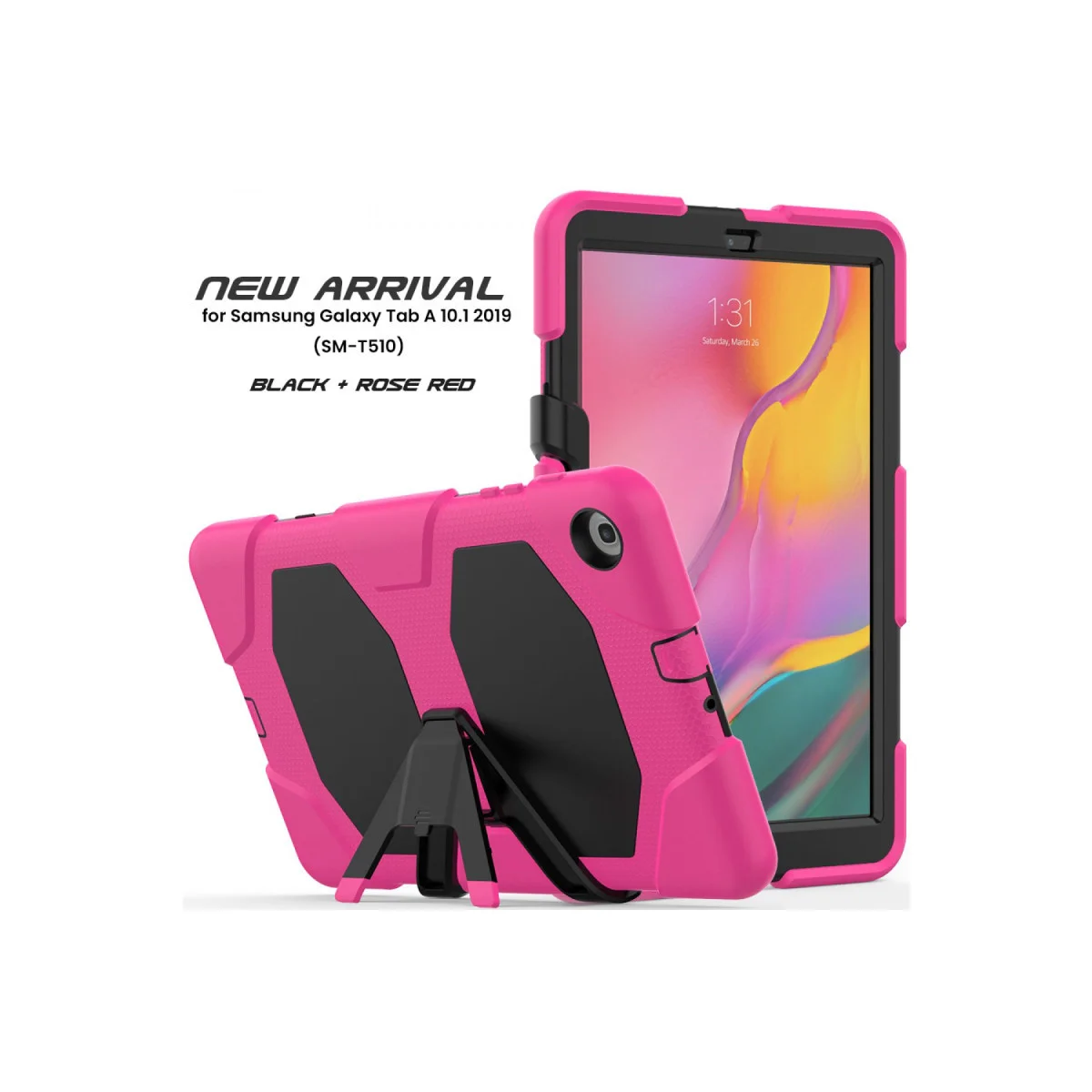 Galaxy Tab A 10.1 Kılıf - 360 Dönüşlü Tablet Kapak Pembe