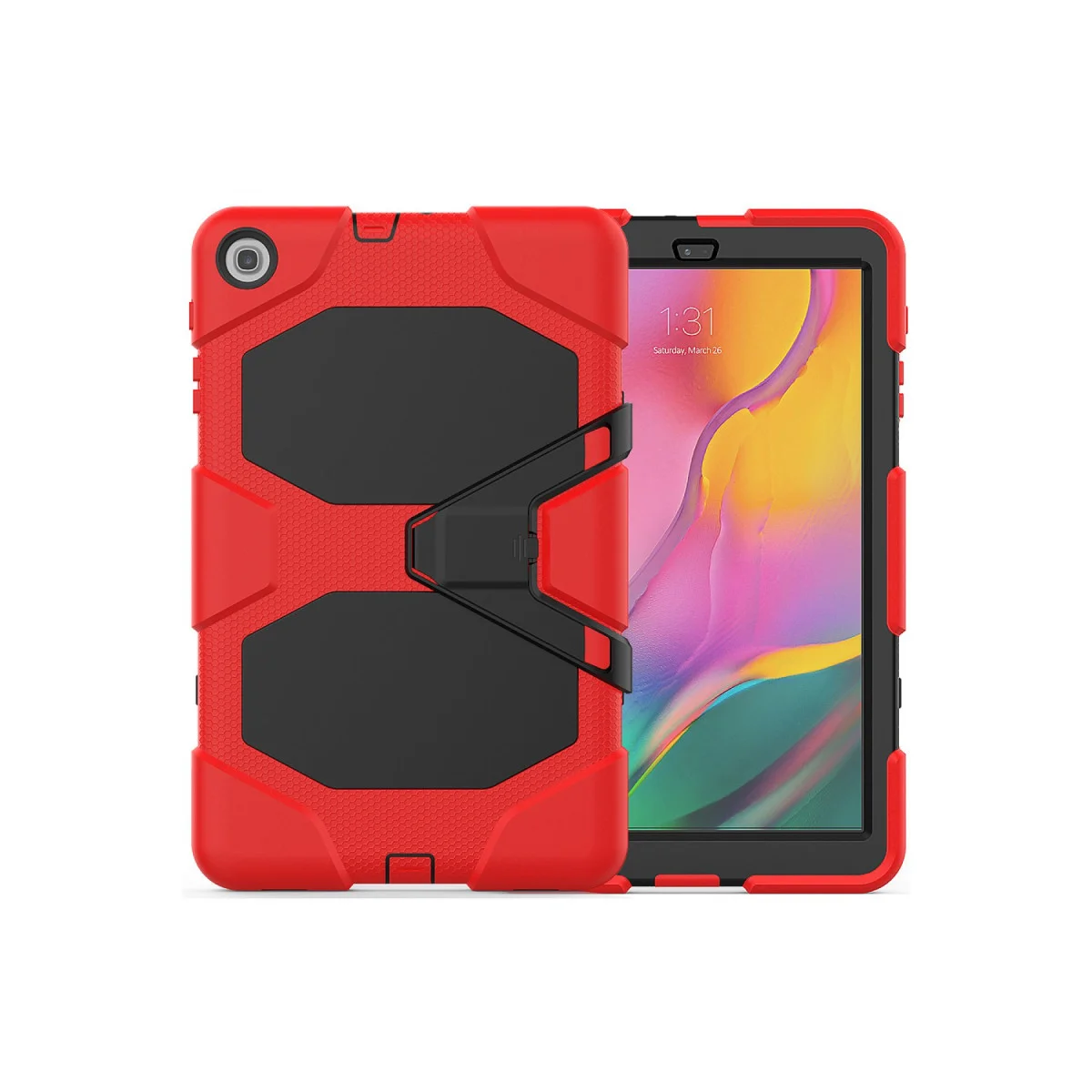 Galaxy Tab A 10.1 Kılıf Kırmızı - 360 Derece Döner Tablet Koruyucu