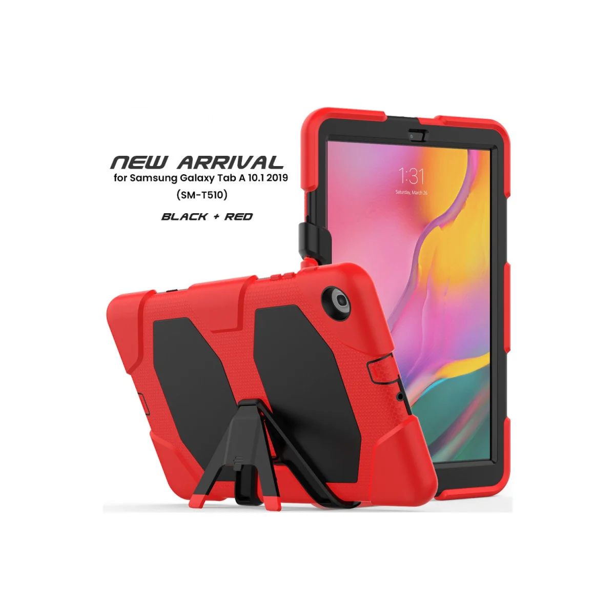 Galaxy Tab A 10.1 Kılıf Kırmızı - 360 Derece Döner Tablet Koruyucu