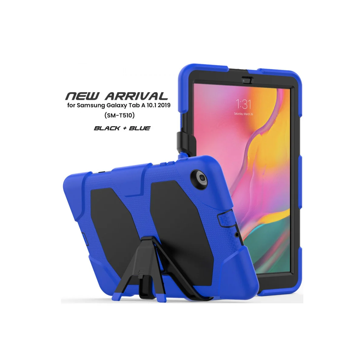 Galaxy Tab A 10.1 Kılıf ve Stand - 360 Derece Tam Koruma (Mavi)