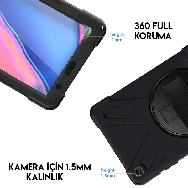 Galaxy Tab A 8 (2019) P200-P205 3 Katmanlı Standlı Şok Koruyucu Kılıf - Tam Koruma
