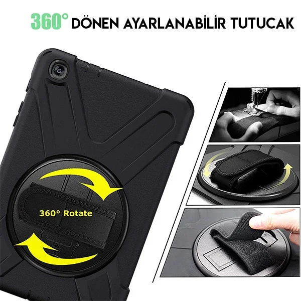 Galaxy Tab A 8 (2019) P200-P205 3 Katmanlı Standlı Şok Koruyucu Kılıf - Tam Koruma