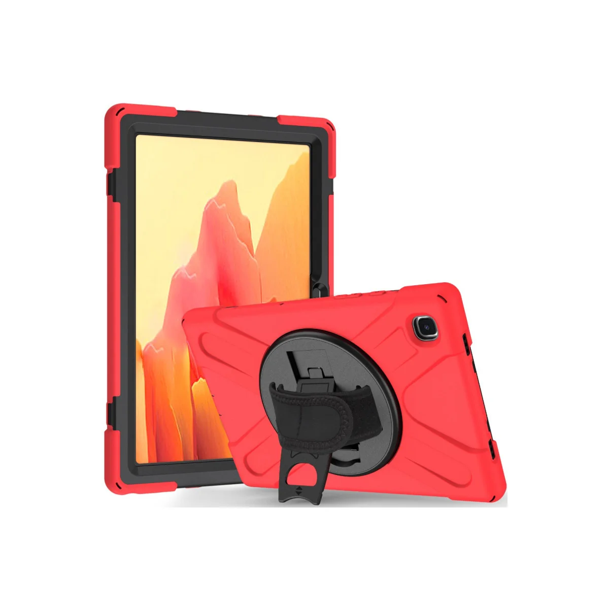 Galaxy Tab A7 10.4 Amazing Tablet Kılıfı Kırmızı - 360 Döner Stand ve Ekran Koruyucu