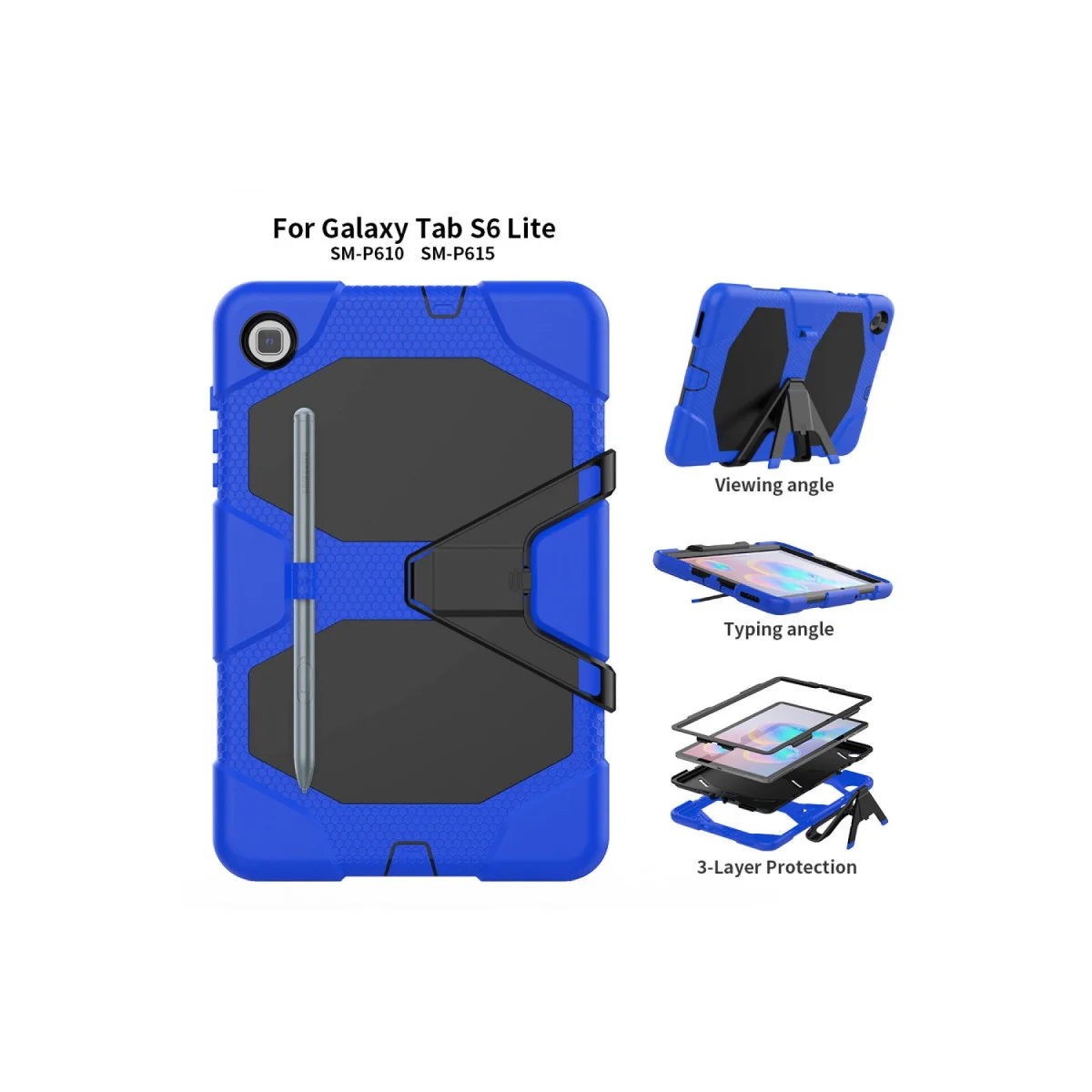Galaxy Tab A7 10.4 Kılıf - 360° Dönüş, Mavi ve Standlı Tablet Kapağı