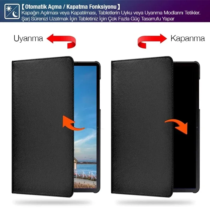 Galaxy Tab S8 11.0 360° Döner Standlı Kılıf - Manyetik Kapaklı Koruyucu Deri