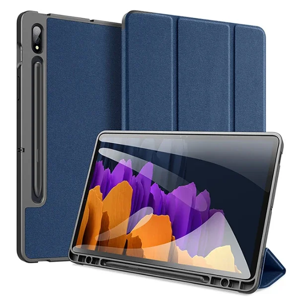 Galaxy Tab S8 Plus/S7 FE/S7 Plus Kılıfı Domo Series Uyku Modlu Manyetik PU Deri Mıknatıslı Standlı Koruyucu Kılıf
