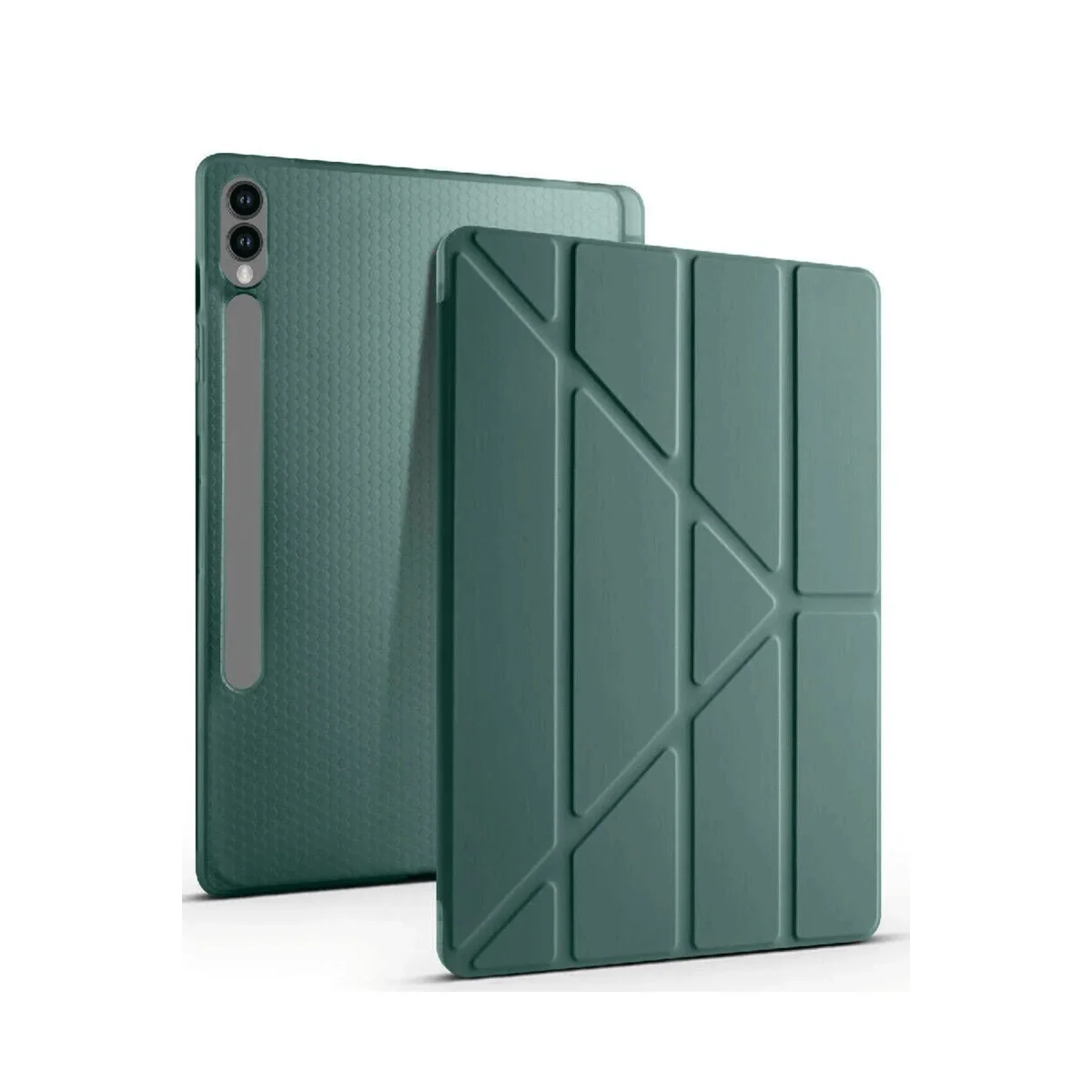 Galaxy Tab S9 FE Plus 12.4 Kalemlikli Tablet Kılıfı - Mars Serisi Koyu Yeşil Standli Koruyucu Kılıf