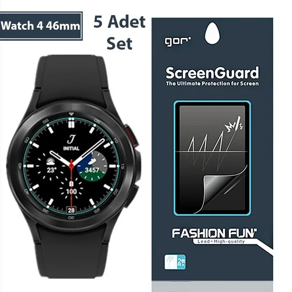 Galaxy Watch 4 46mm Darbe Emici Ekran Koruyucu 5'li Set - Kabarcıksız ve Çizilmeye Dayanıklı