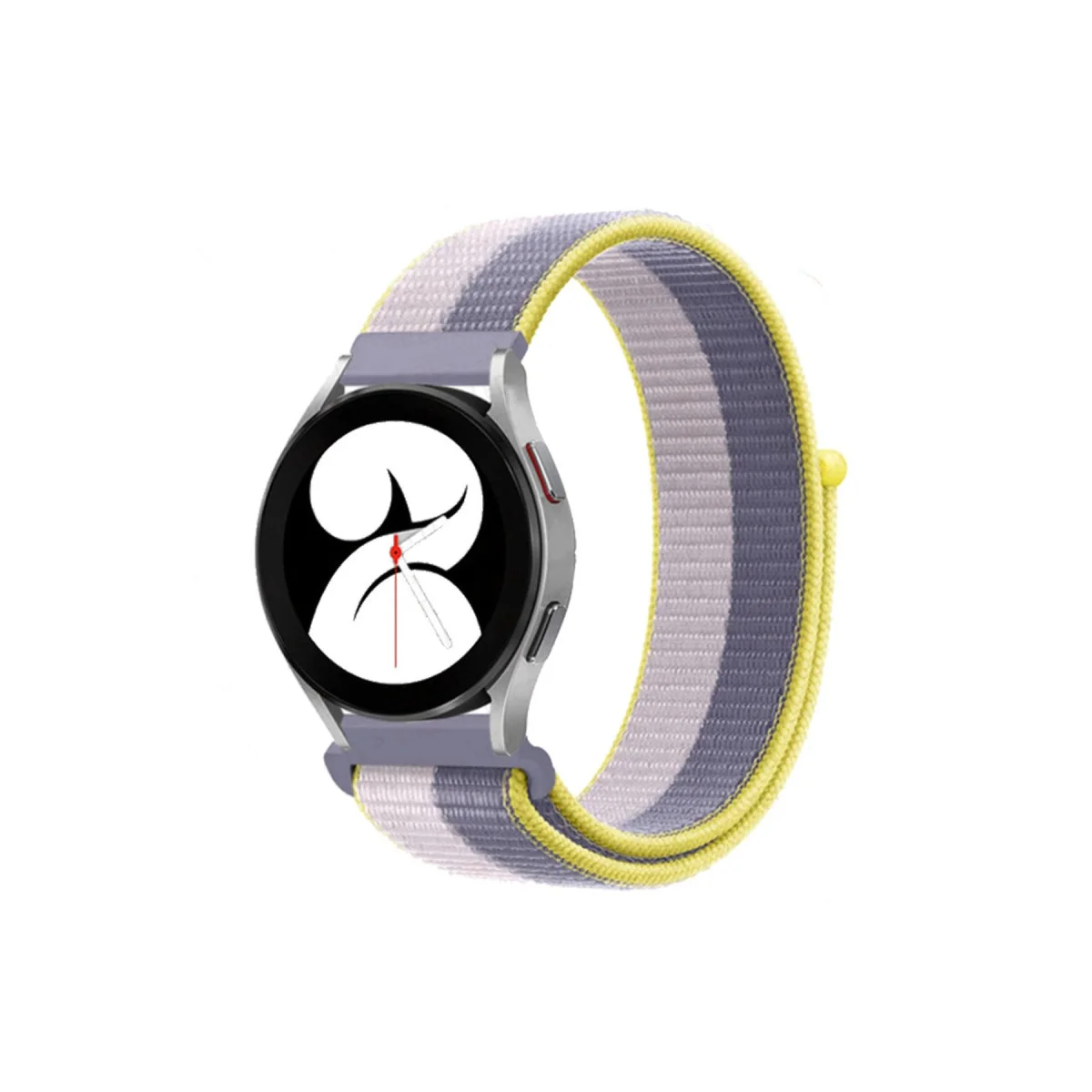 Galaxy Watch 4 Hasırlı Cırtcırtlı Kordon Gri-Beyaz