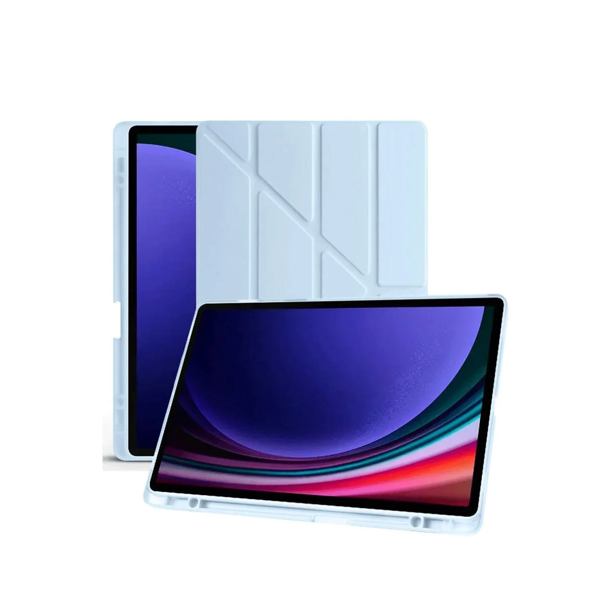 Galaxy X510 Tab S9 FE Mars Tablet Kılıfı - Mavi Kalemlikli ve Katlanabilir Koruma