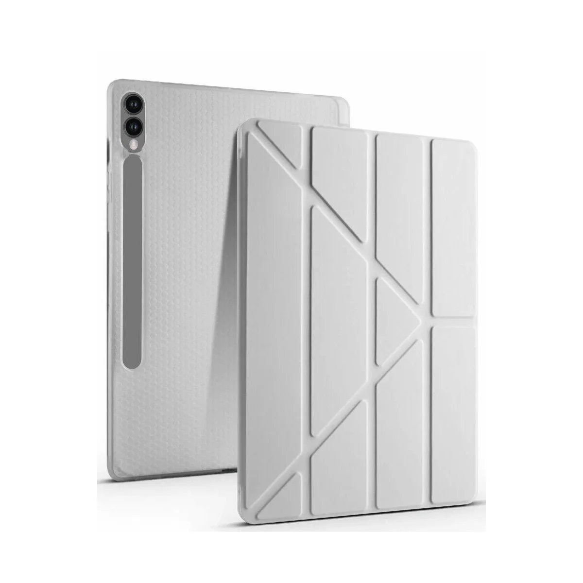 Galaxy X510 Tab S9 FE 11 Mars Tablet Kılıfı - Gri Kalemlikli ve Katlanabilir Kasa
