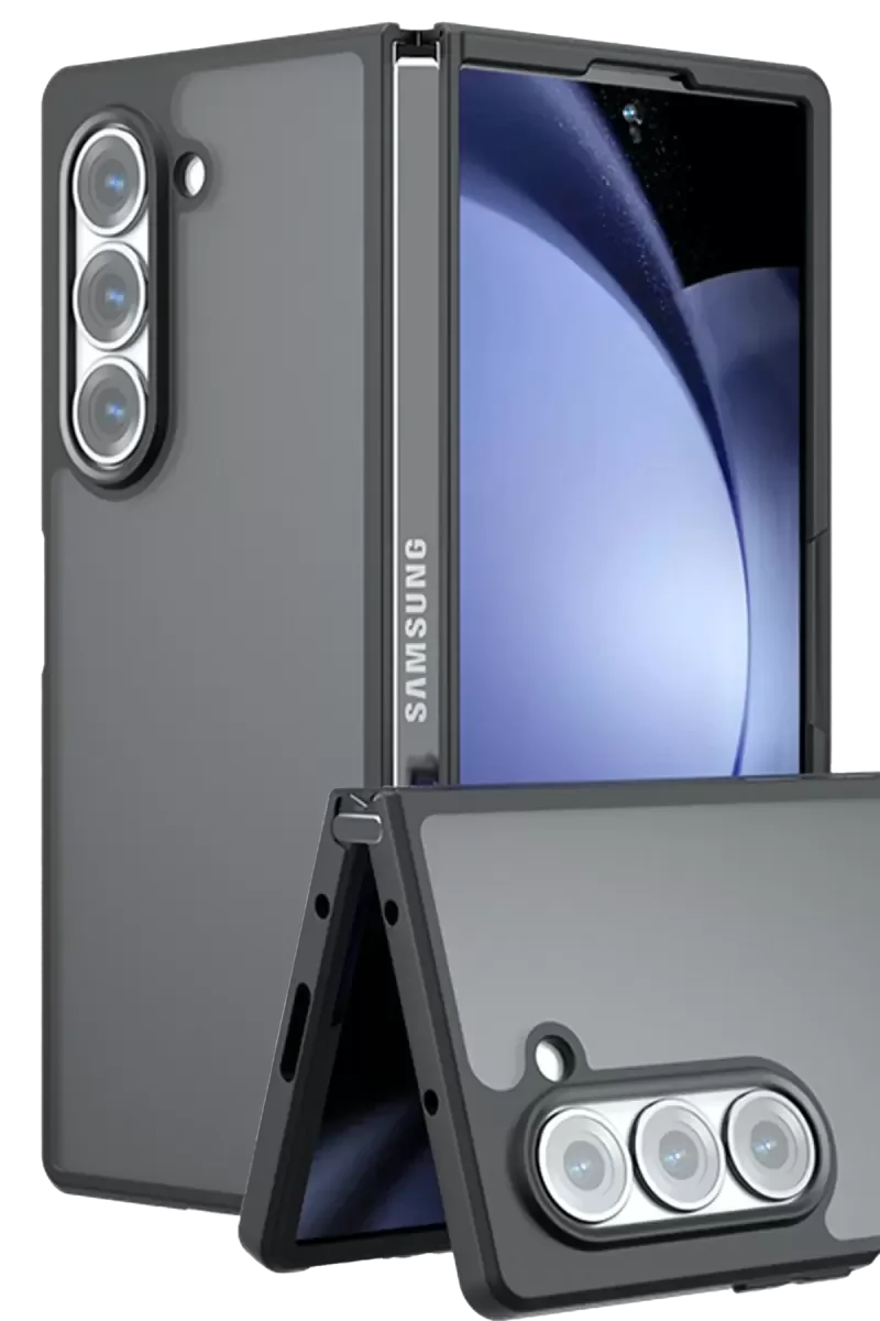 Galaxy Z Fold 5 ile Uyumlu Blur Fold Kapak - Mat Siyah Parmak İzi Önleyici Kılıf